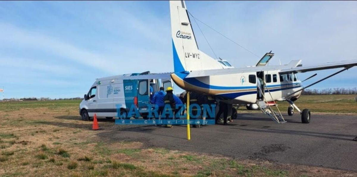Trasladaron en vuelo sanitario al Hospital Garrahan a una de las víctimas del choque fatal en Ruta 5