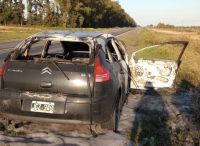 Ruta 5: se incendió el auto de un bragadense en Suipacha