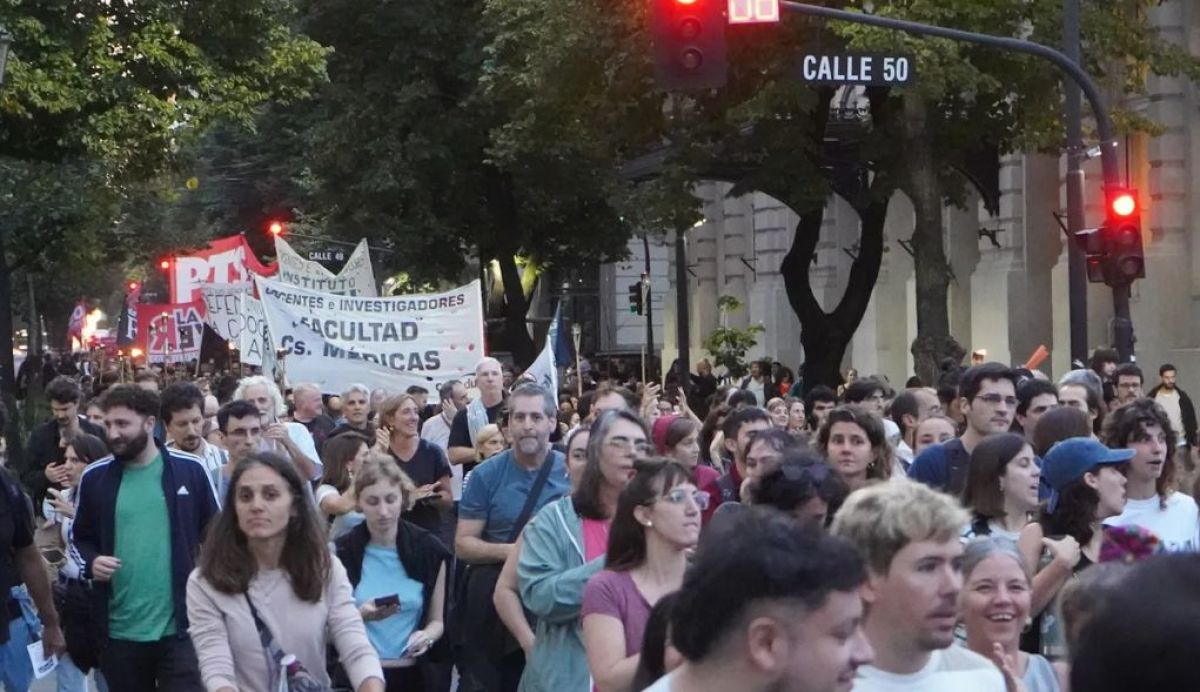Antorchas y bronca: estudiantes de la UNLP salieron a defender la universidad pública