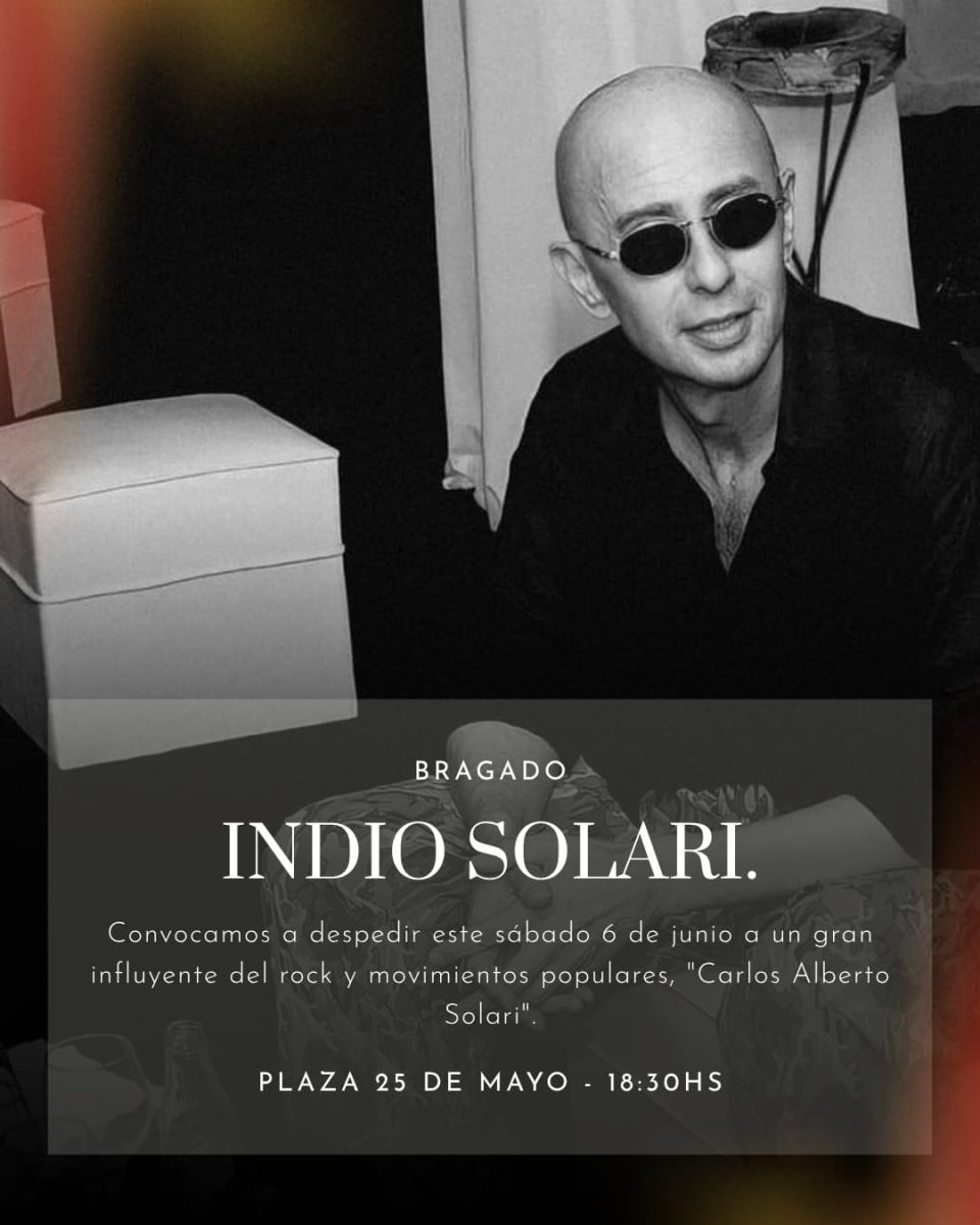 Bragado se suma a la despedida del Indio Solari con una convocatoria en la Plaza 25 de Mayo