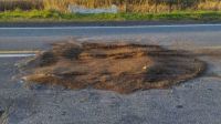 Ruta 5: el bache del kilómetro 281 fue reparado, pero el pavimento volvió a romperse