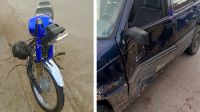 Choque entre un auto y una moto en el barrio El Complejo
